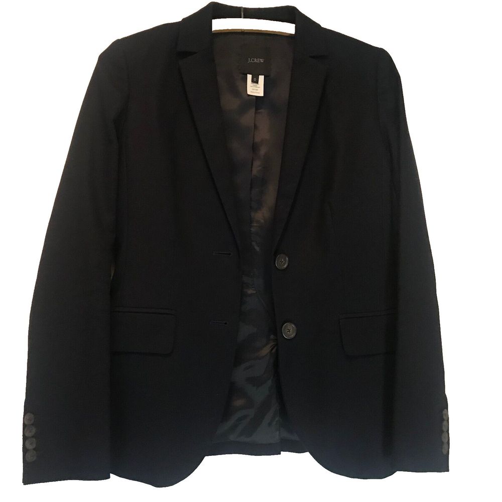 J. Crew classic 100% cotton Blazer Jacket Black size 0 school boy style 21324